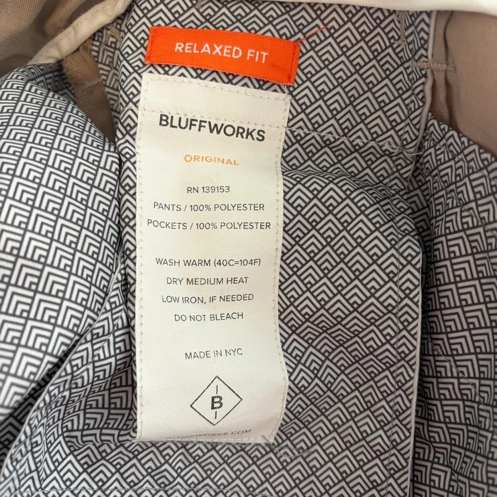 Bluffworks 35x30 Relaxed‎ Fit Mens Pants Chinos Tan Khaki Original Tech Travel